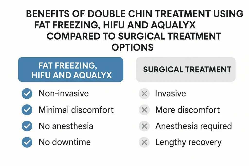 Graphic about the benefits of double chin treatment Greater London (Newham) - from LA LIPO