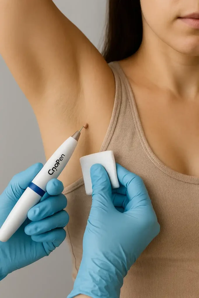 woman having cryopen to remove underarm skin tags Greater London (Newham)